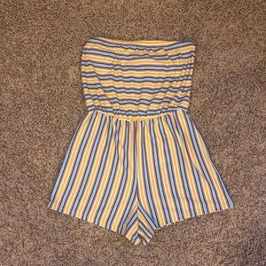 Multicolored Striped Strapless Romper